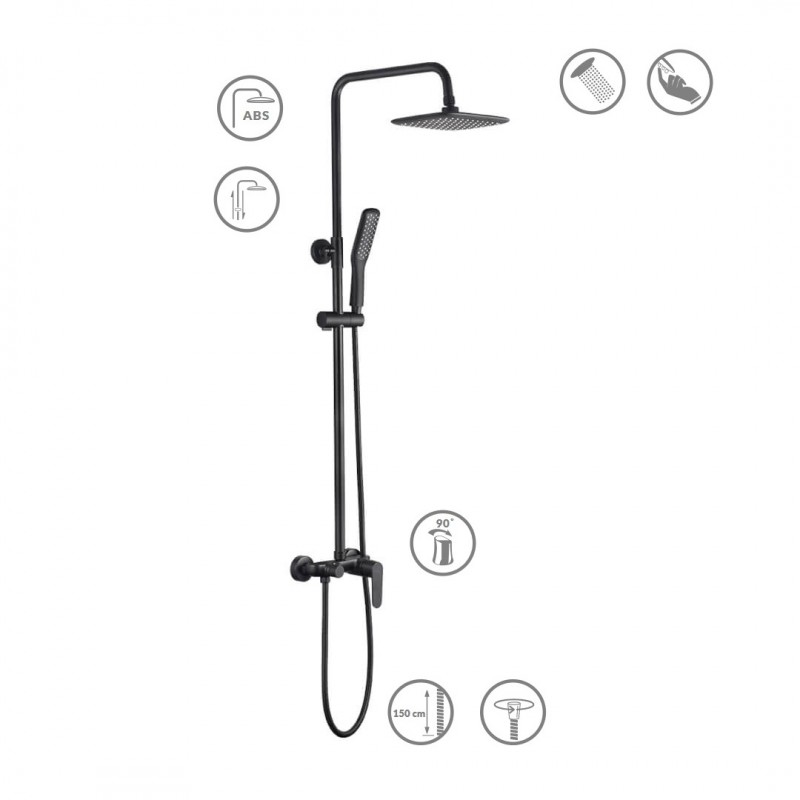 Kolumna Natryskowa z Baterią DIMA Czarny Kolumna Natryskowa z Baterią DIMA Czarny