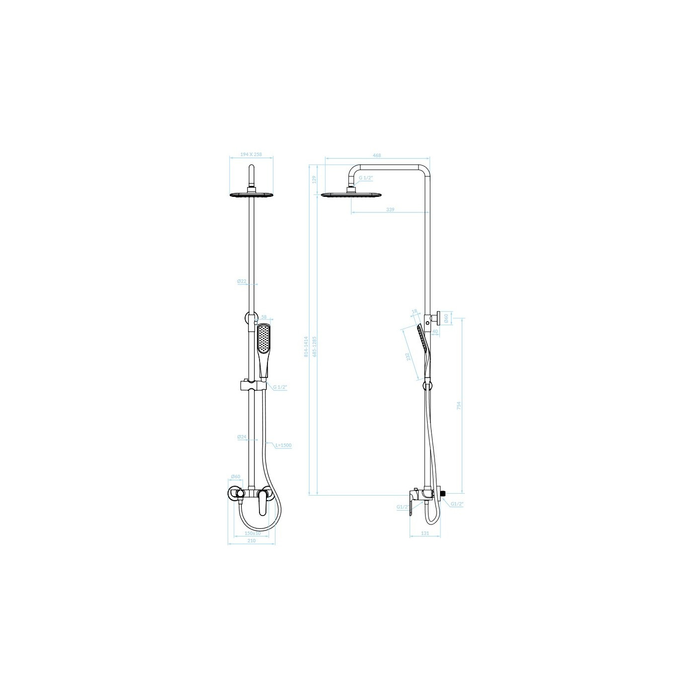 Kolumna Natryskowa z Baterią DIMA Czarny Kolumna Natryskowa z Baterią DIMA Czarny