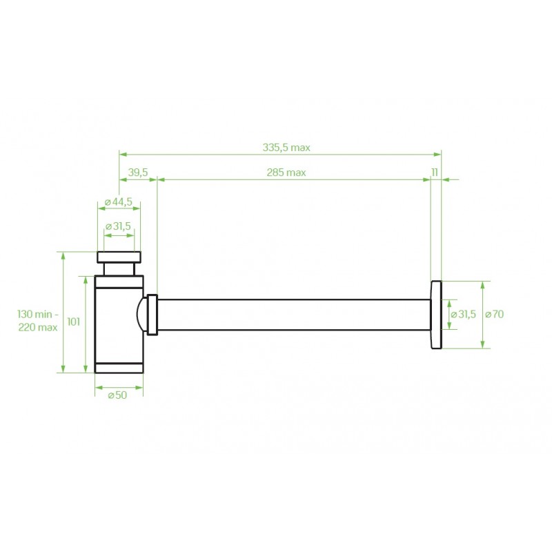 Syfon do Umywalki Okrągły Czarny Dekoracyjny