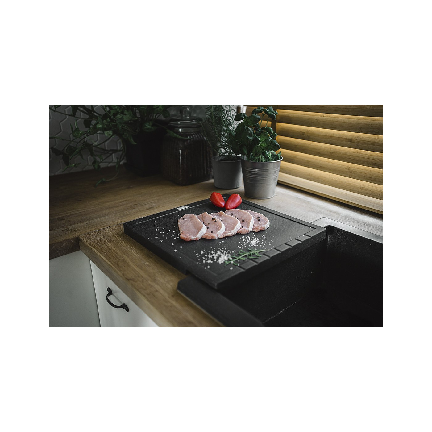 Ociekacz Granitowy Deska Granitowa Halvo Czarna Ociekacz Granitowy Deska Granitowa Halvo Czarna