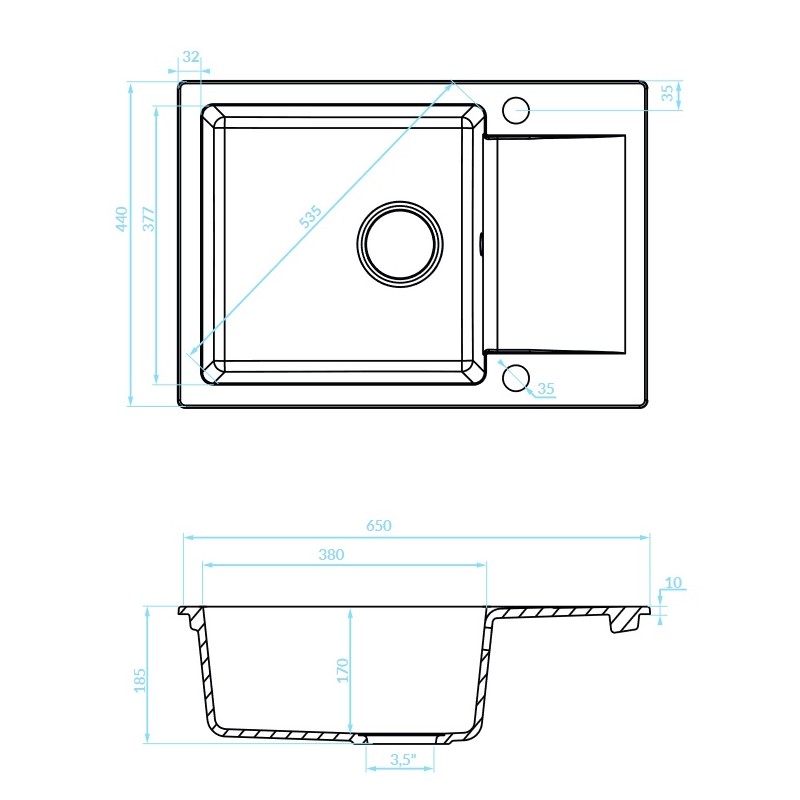 Zlewozmywak Granitowy Jednokomorowy Beżowy Zlewozmywak Granitowy Jednokomorowy Beżowy