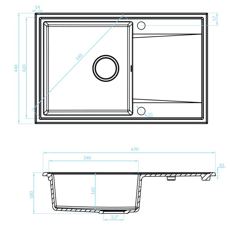Zlewozmywak Granitowy Jednokomorowy Szary Zlewozmywak Granitowy Jednokomorowy Szary