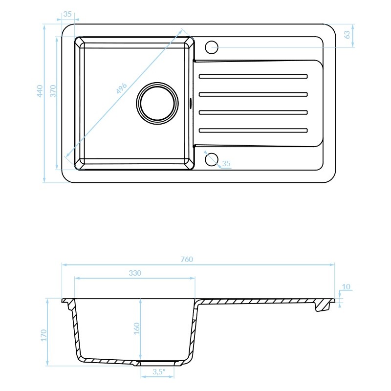 Zlewozmywak Granitowy Jednokomorowy z Ociekaczem Luzon Beż