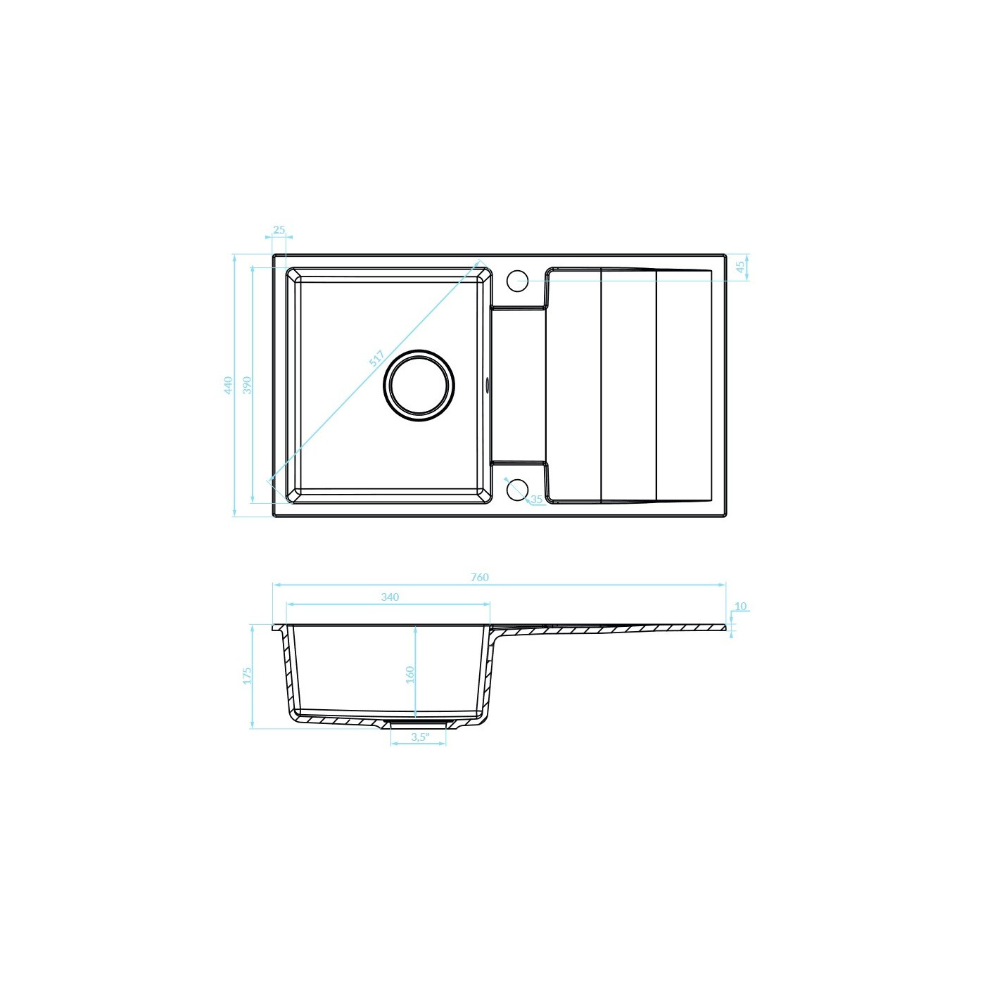 Zlewozmywak Granitowy Jednokomorowy Beżowy RAB Zlewozmywak Granitowy Jednokomorowy Beżowy RAB