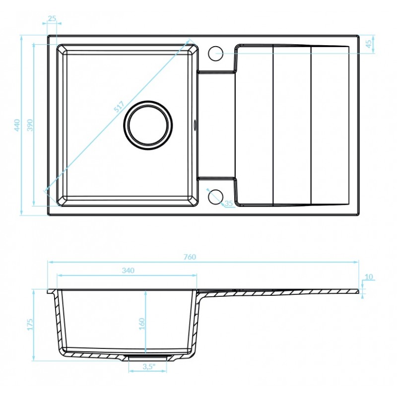 Zlewozmywak Granitowy Jednokomorowy Beżowy RAB Zlewozmywak Granitowy Jednokomorowy Beżowy RAB