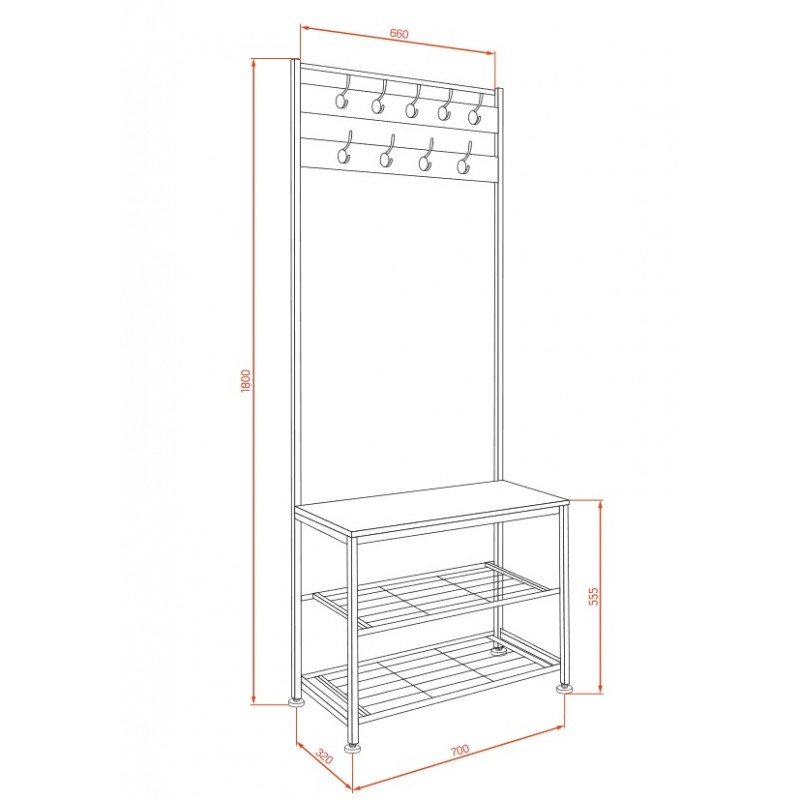 Garderoba Wolnostojąca Industrialna Wieszak Stojak