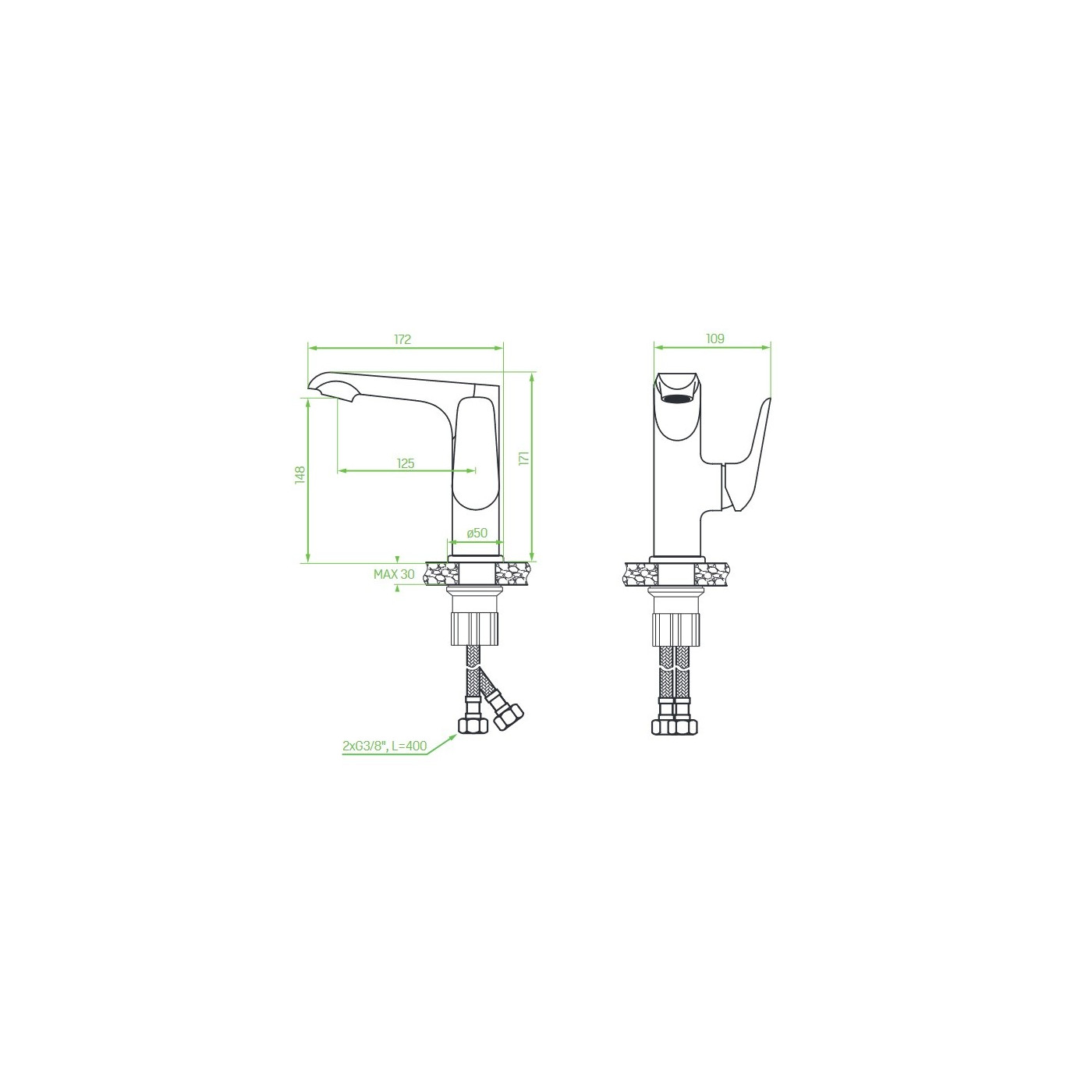 Bateria Umywalkowa Stojąca Biała Alea Bateria Umywalkowa Stojąca Biała Alea