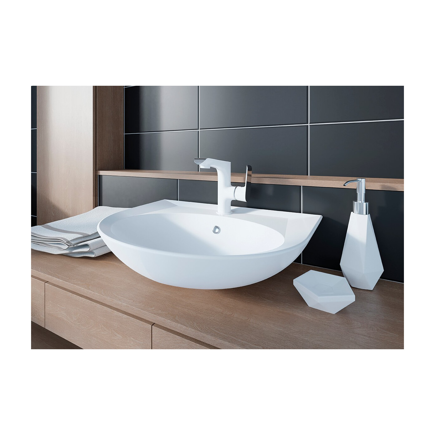 Bateria Umywalkowa Stojąca Biała Alea Bateria Umywalkowa Stojąca Biała Alea