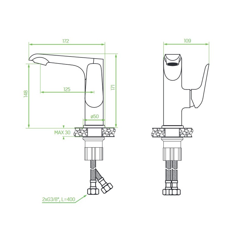 Bateria Umywalkowa Stojąca Chrom Alea Bateria Umywalkowa Stojąca Chrom Alea