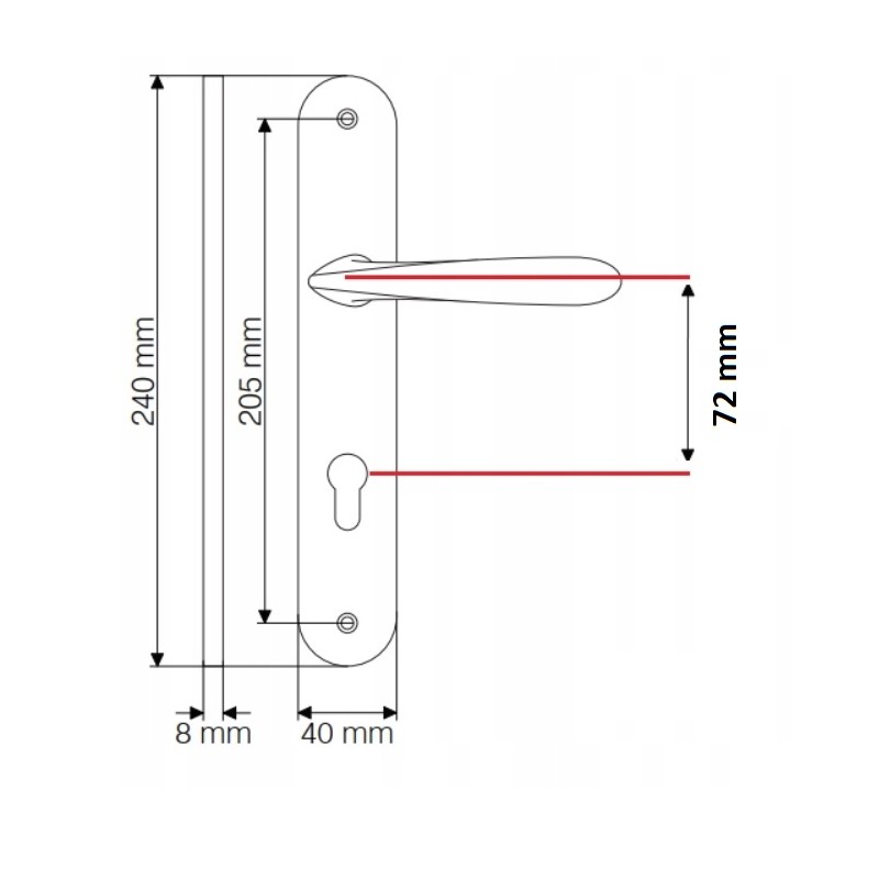 Klamka na Długim Szyldzie GOA Satyna 72 mm