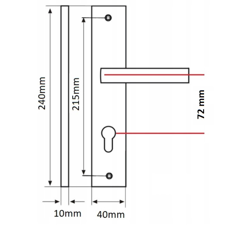Klamka na Długim Szyldzie BINGO Satyna 72 mm