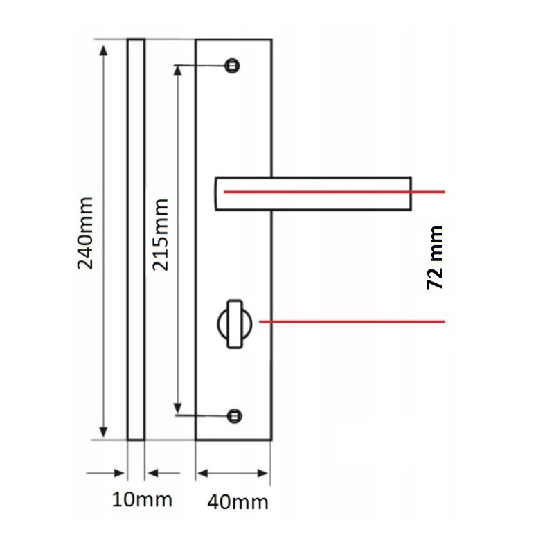 Klamka na Długim Szyldzie BINGO Satyna 72 mm WC Klamka na Długim Szyldzie BINGO Satyna 72 mm WC