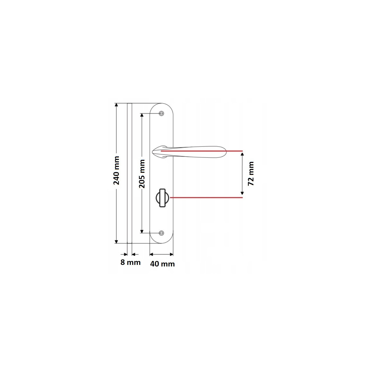 Klamka na Długim Szyldzie IRYS Satyna 72 mm WC Klamka na Długim Szyldzie IRYS Satyna 72 mm WC