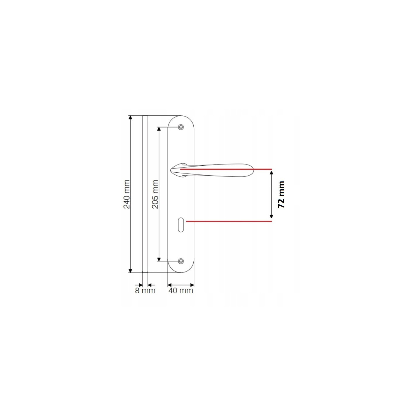 Klamka na Długim Szyldzie MALTA Satyna 72 mm