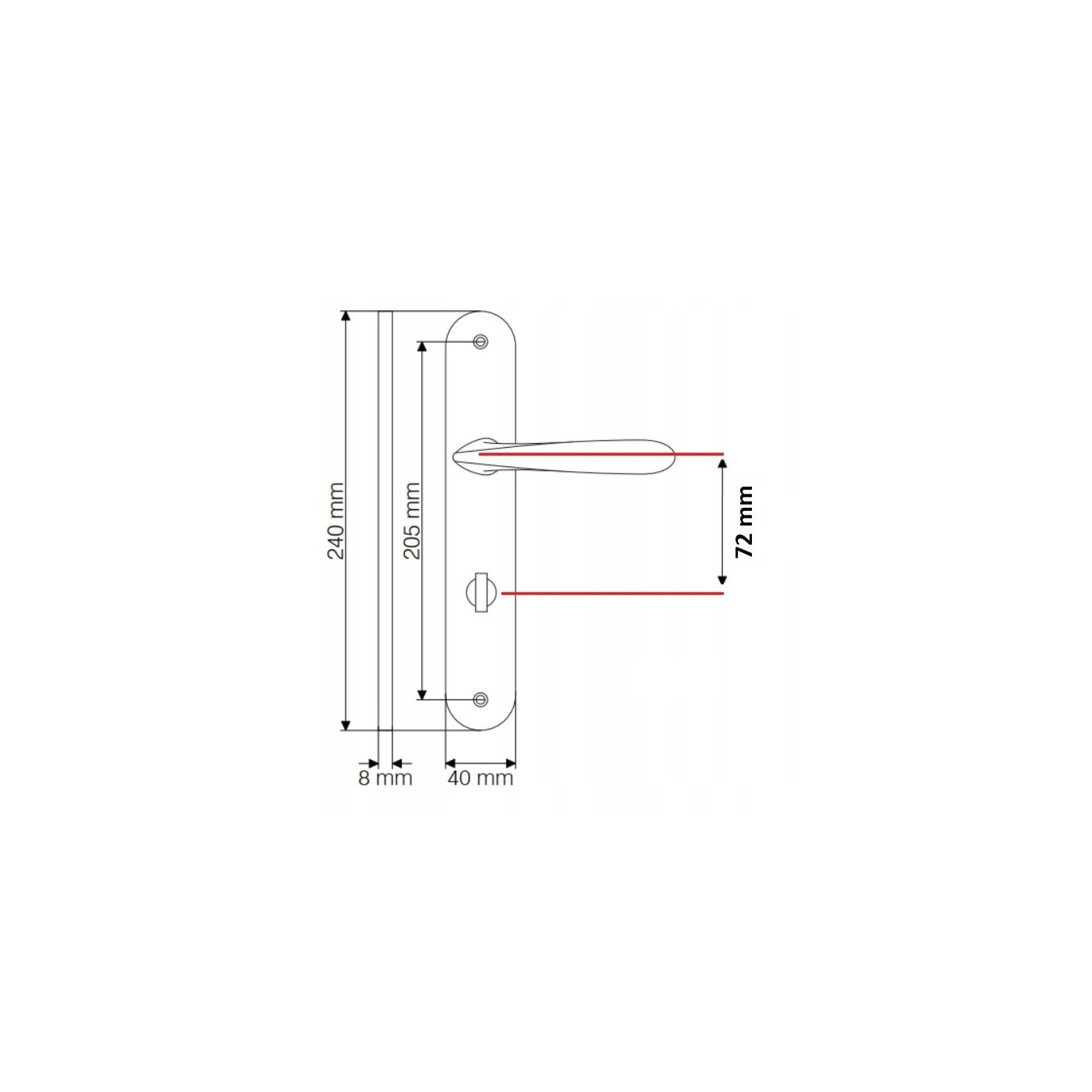 Klamka na Długim Szyldzie MALTA Patyna 72 mm WC