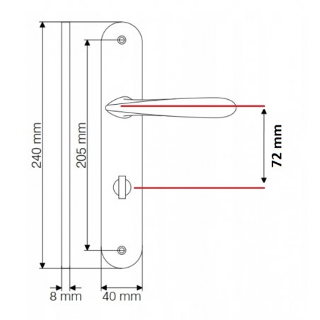Klamka na Długim Szyldzie MALTA Patyna 72 mm WC