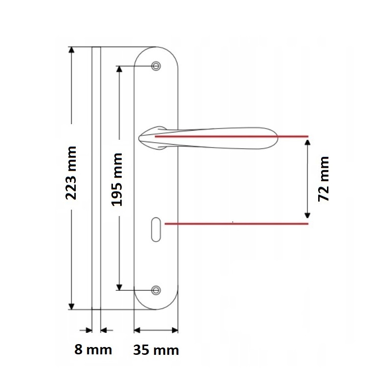 Klamka na Długim Szyldzie NOA Satyna 72 mm