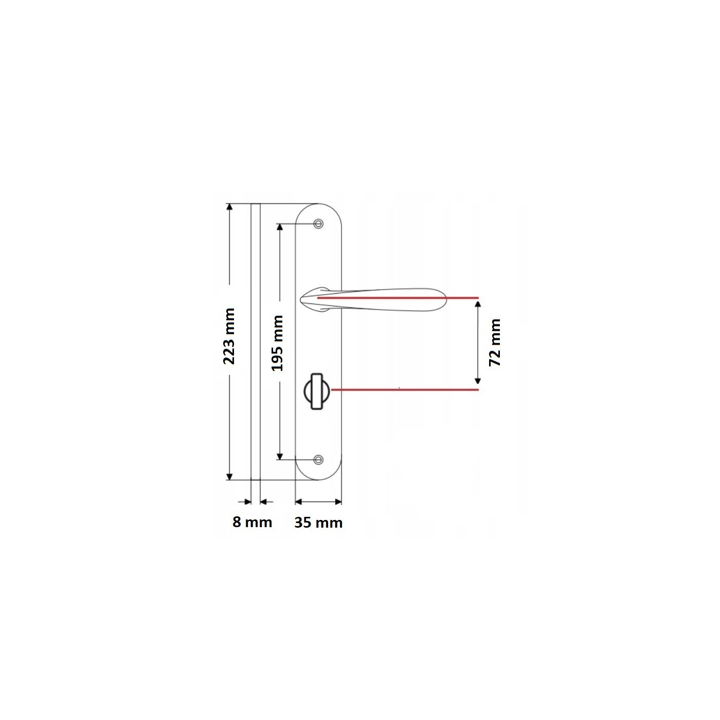 Klamka na Długim Szyldzie NOA Satyna 72 mm WC Klamka na Długim Szyldzie NOA Satyna 72 mm WC