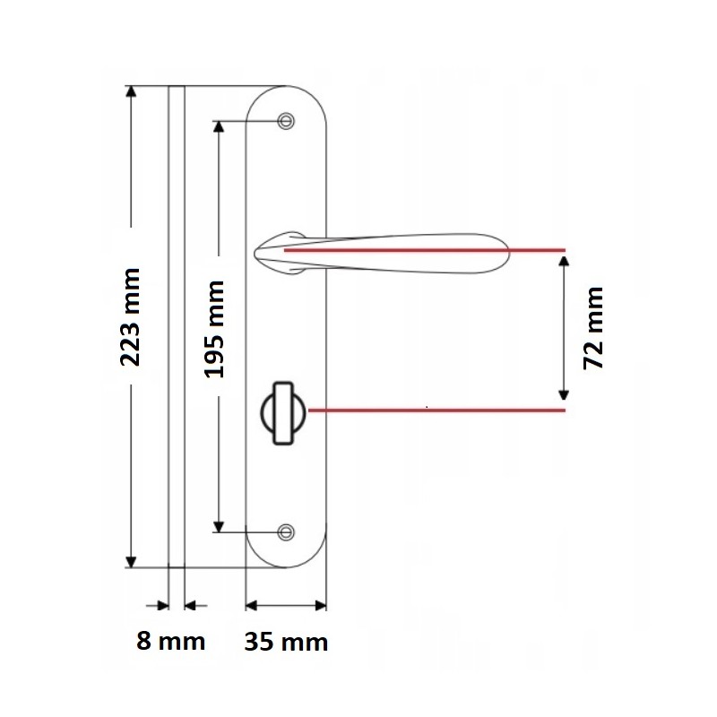 Klamka na Długim Szyldzie NOA Satyna 72 mm WC Klamka na Długim Szyldzie NOA Satyna 72 mm WC