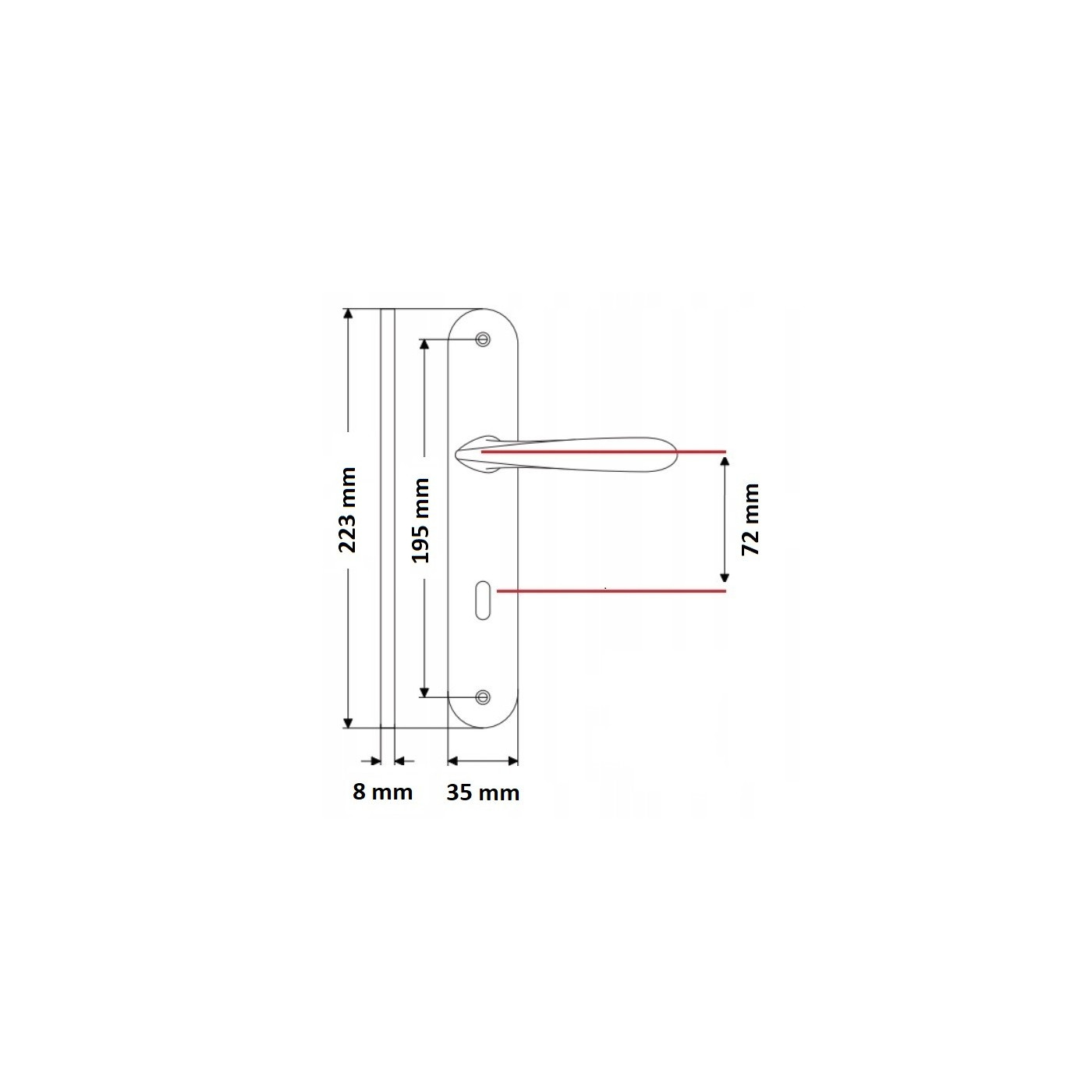 Klamka na Długim Szyldzie NOA Patyna 72 mm