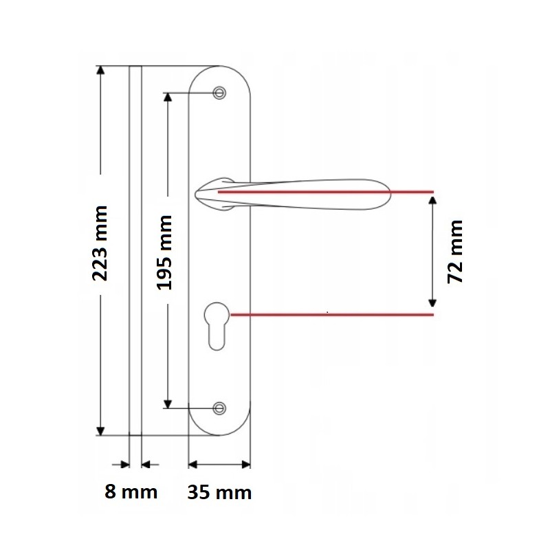 Klamka na Długim Szyldzie NOA Patyna 72 mm
