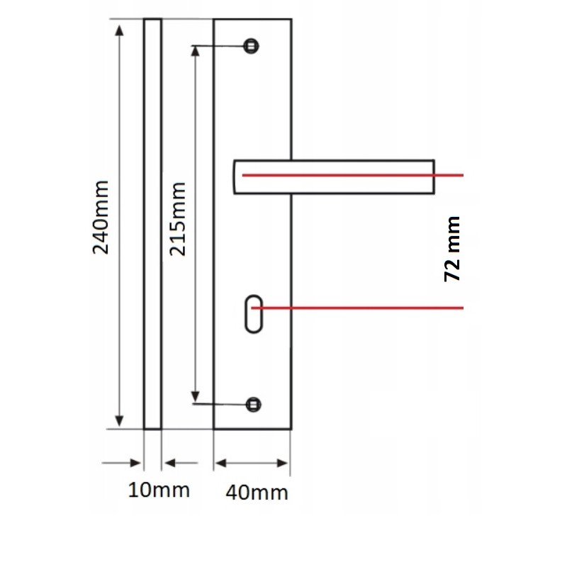 Klamka na Długim Szyldzie QUBIK Satyna 72 mm