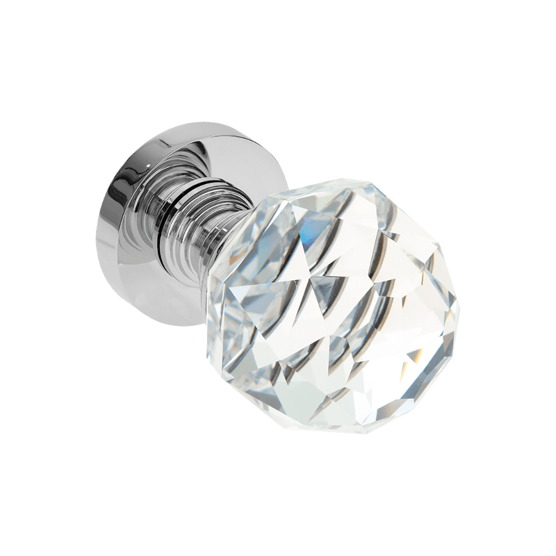 Gałka Ruchoma Kryształowa Biała GLOSSY Chrom