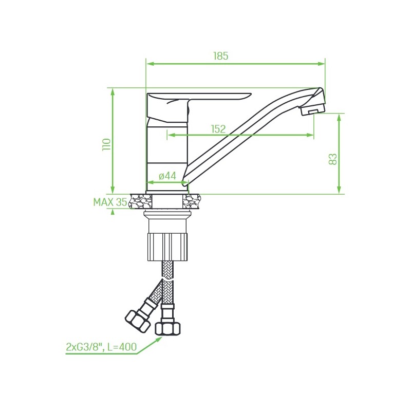 Bateria Umywalkowa Stojąca Ruchoma Wylewka Appia Bateria Umywalkowa Stojąca Ruchoma Wylewka Appia