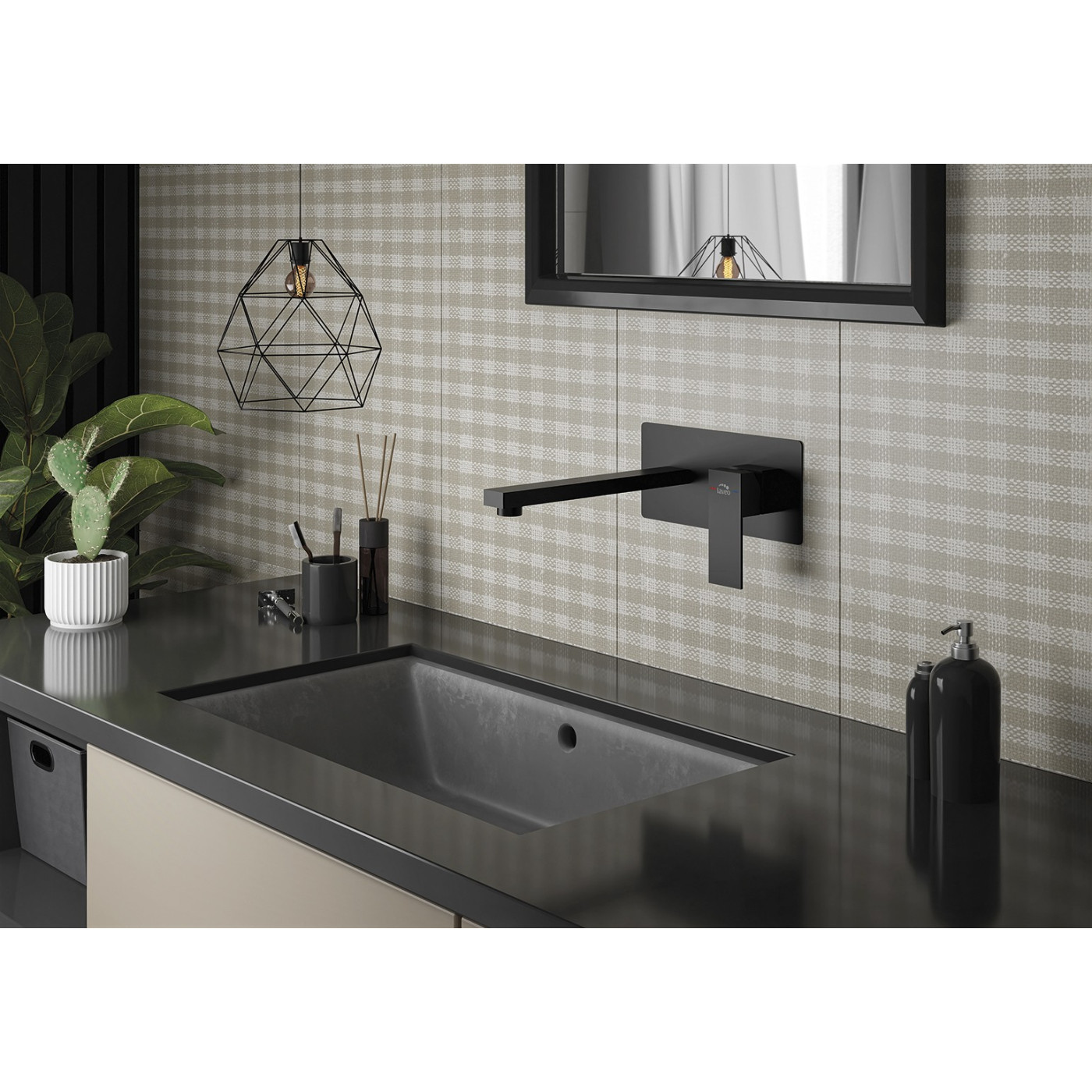 Bateria Umywalkowa Podtynkowa Kvadrato Czarna