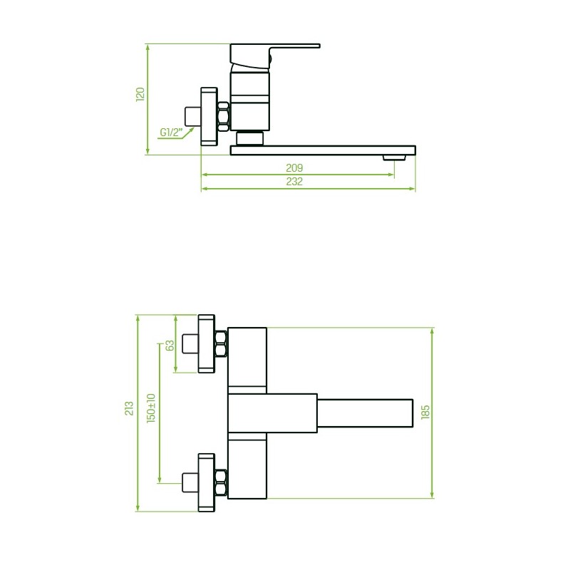 Bateria Umywalkowa Ścienna Kvadrato Chrom Bateria Umywalkowa Ścienna Kvadrato Chrom