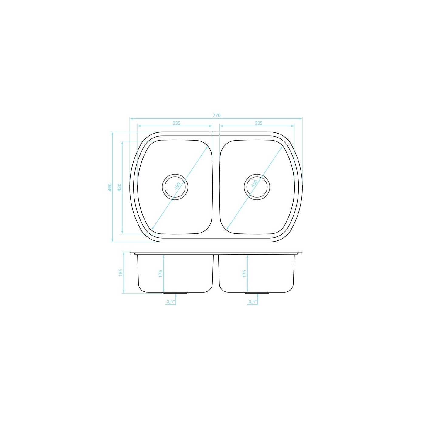 Zlewozmywak Dwukomorowy Metalowy Jasper