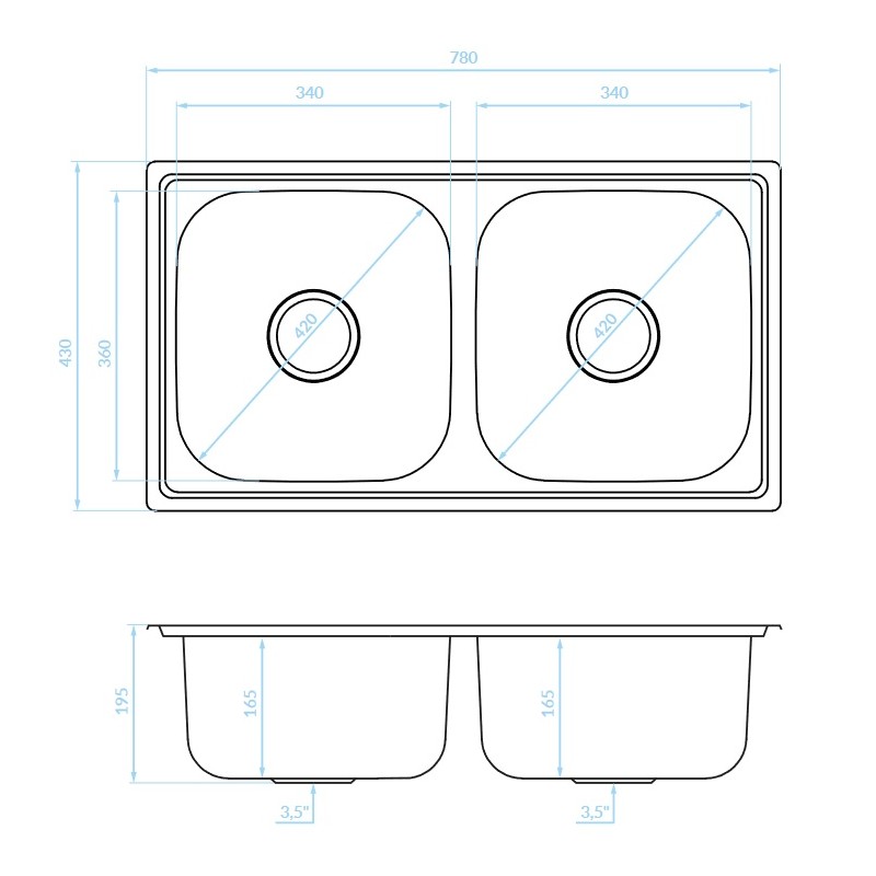 Zlewozmywak Dwukomorowy Metalowy Standard Len Zlewozmywak Dwukomorowy Metalowy Standard Len