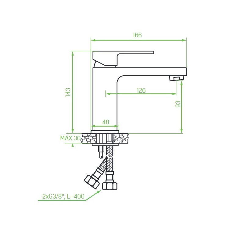 Bateria umywalkowa Czarna Stojąca KVADRATO
