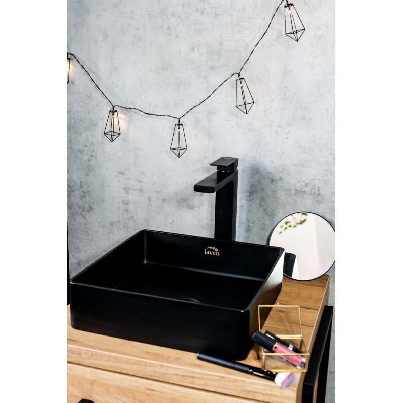 Bateria umywalkowa Stojąca Nablatowa Czarna KVADRATO