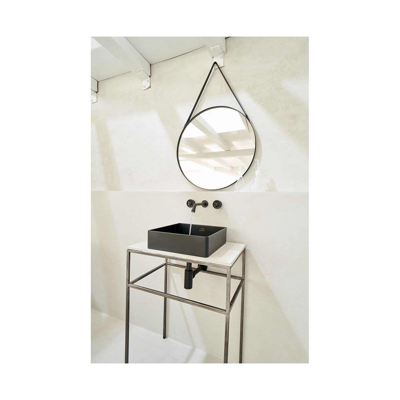 Bateria Umywalkowa Podtynkowa Czarna z Korkiem MURO