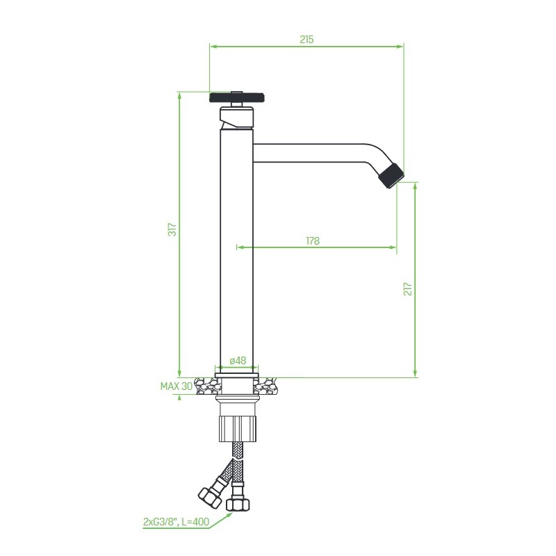 Bateria Umywalkowa Stojąca Nablatowa Grafit MURO Bateria Umywalkowa Stojąca Nablatowa Grafit MURO