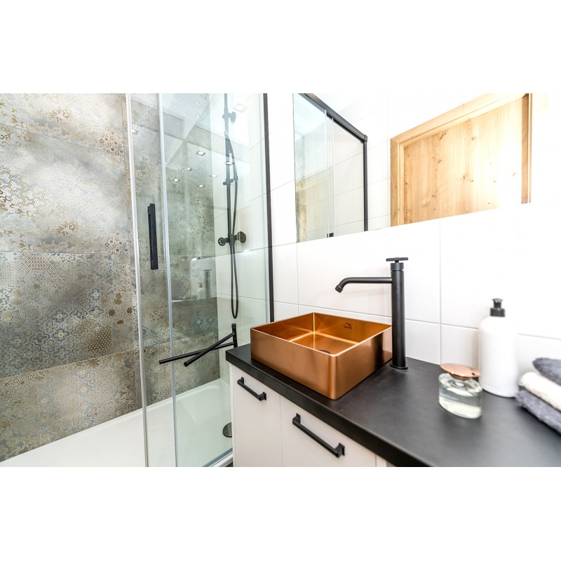 Bateria Umywalkowa Stojąca Nablatowa Czarna MURO