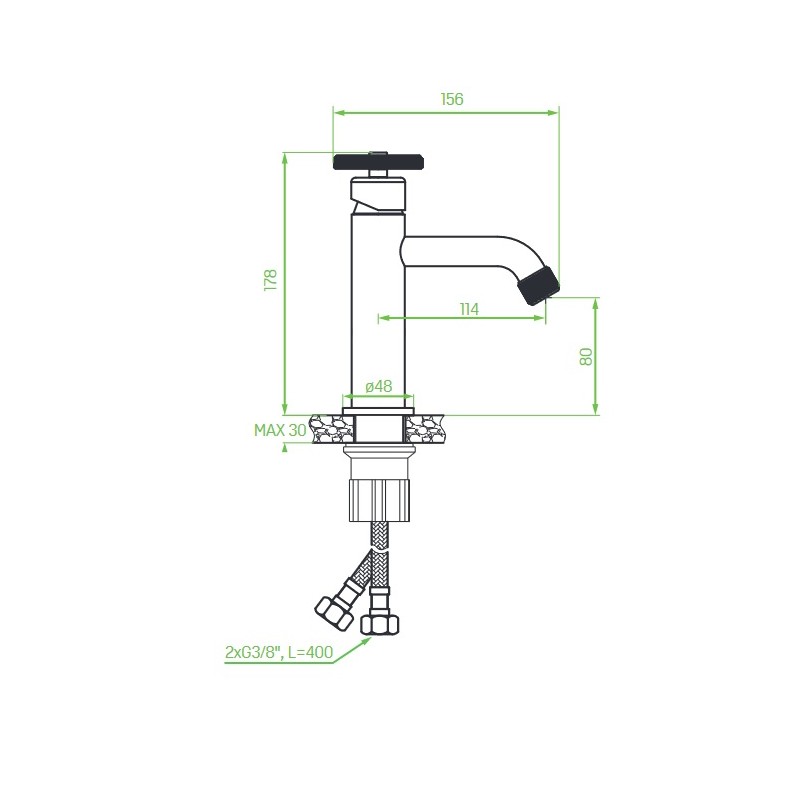 Bateria Umywalkowa Stojąca Czarna MURO