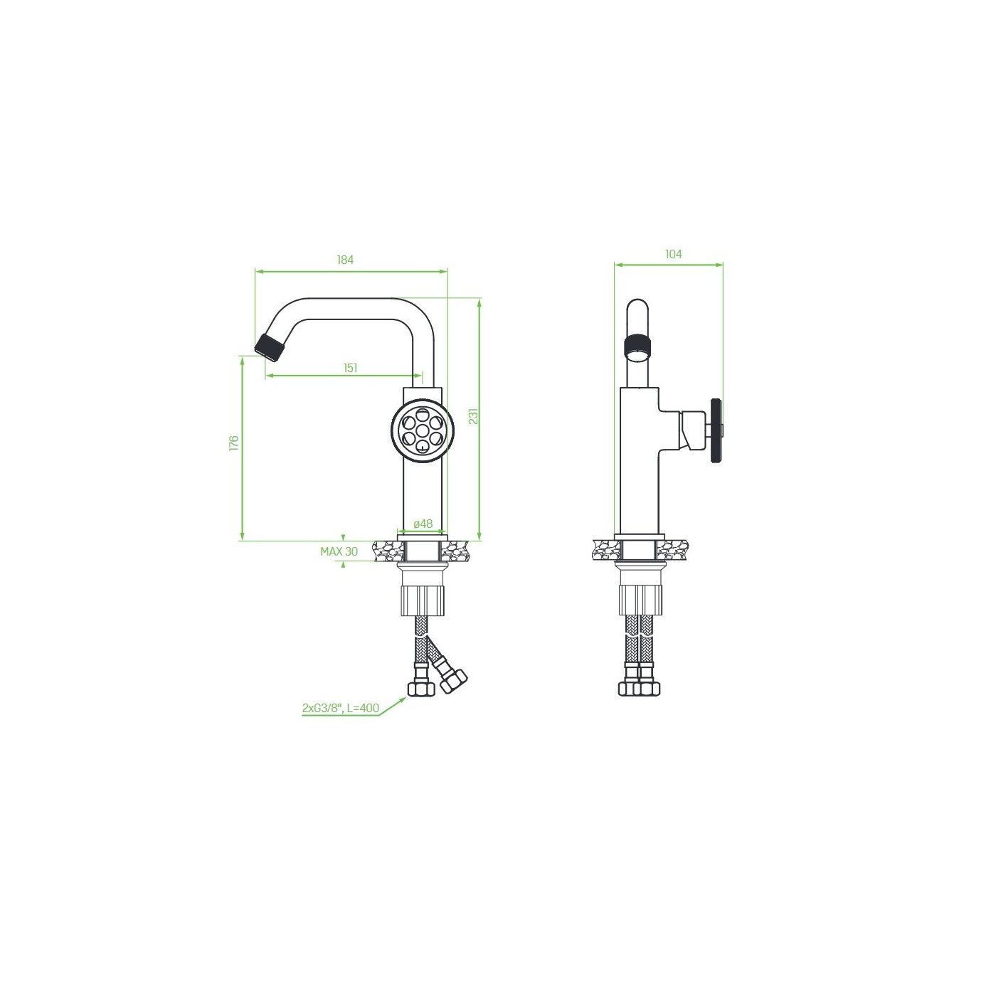 Bateria Umywalkowa z Wylewką L Muro Czarna Bateria Umywalkowa z Wylewką L Muro Czarna