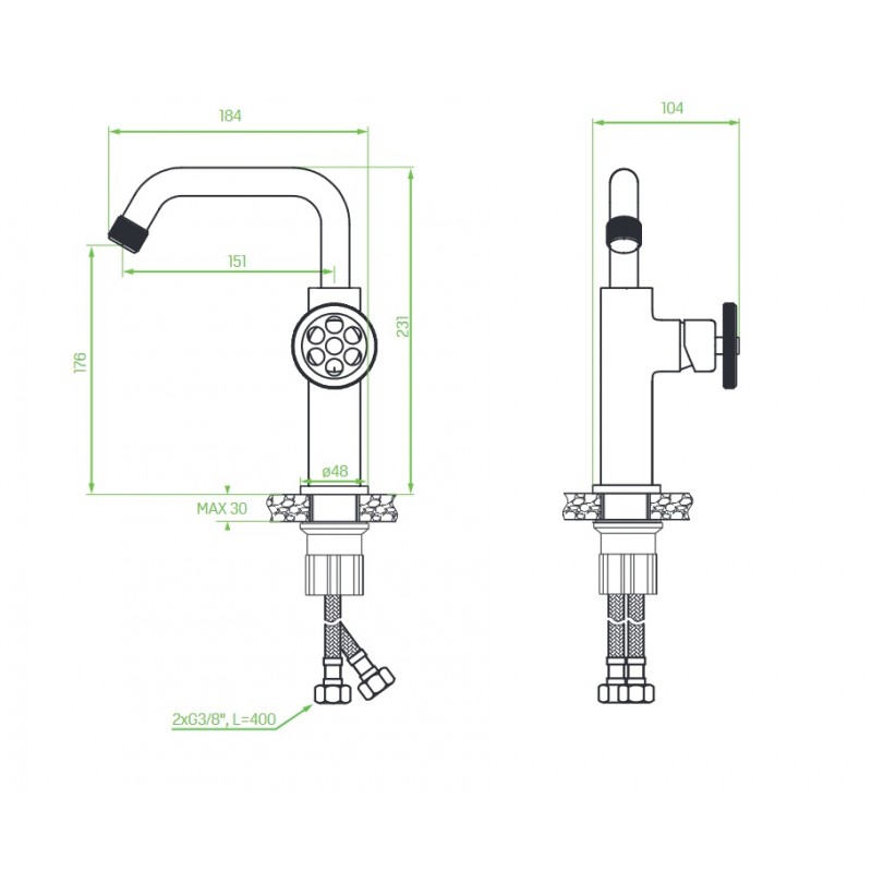 Bateria Umywalkowa z Wylewką L Muro Czarna Bateria Umywalkowa z Wylewką L Muro Czarna