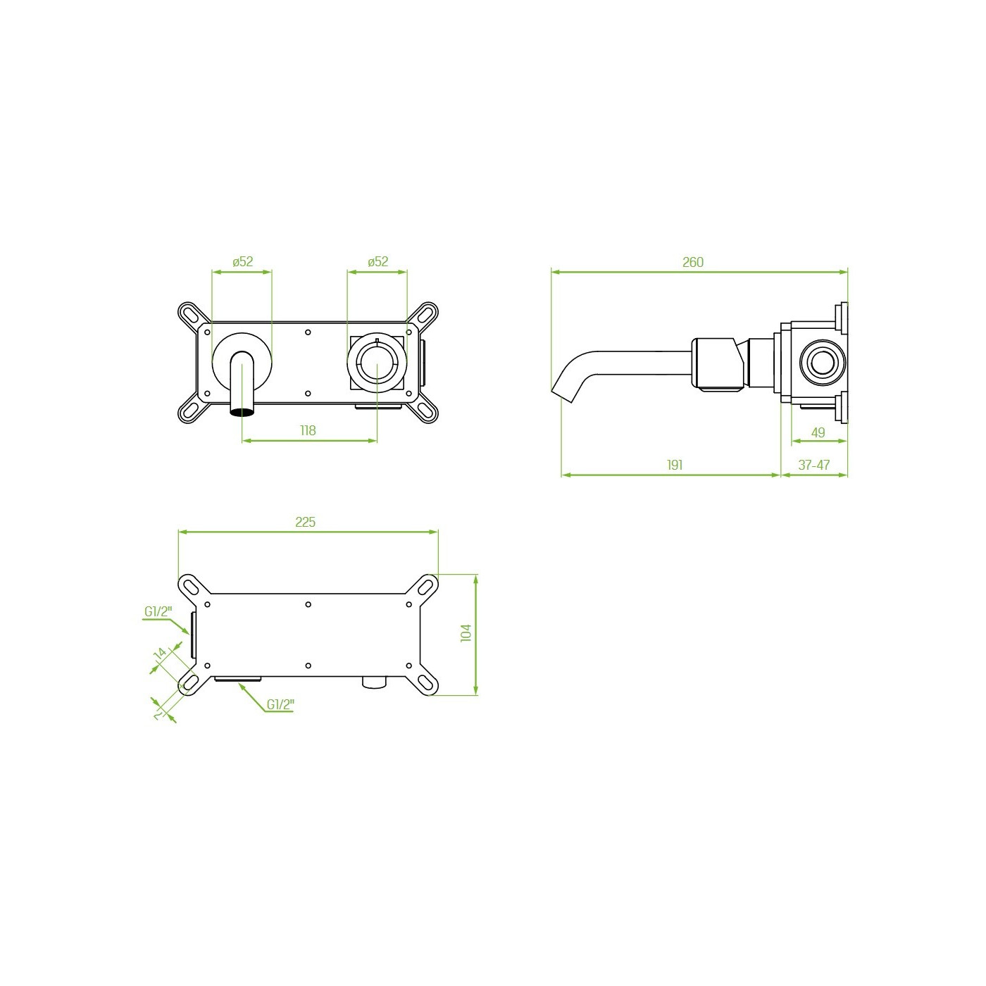 Bateria Umywalkowa Podtynkowa Pretto Chrom