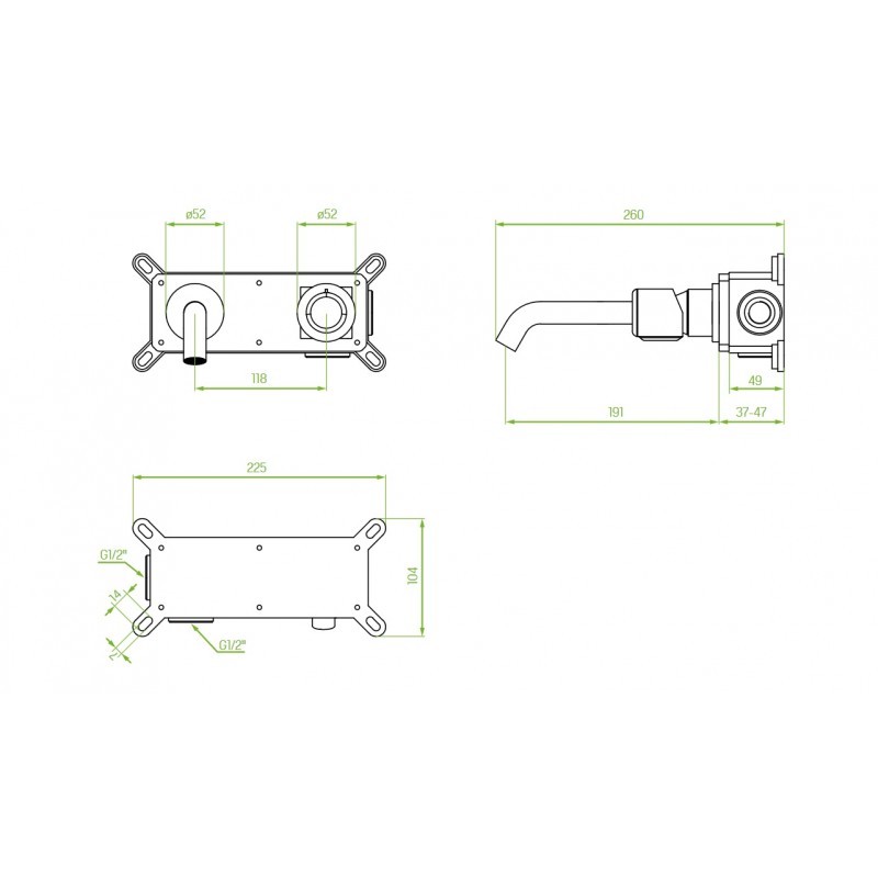 Bateria Umywalkowa Podtynkowa Pretto Chrom