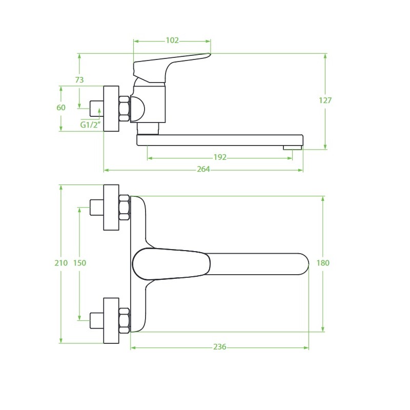 Bateria Umywalkowa Ścienna RONDO Chrom Bateria Umywalkowa Ścienna RONDO Chrom