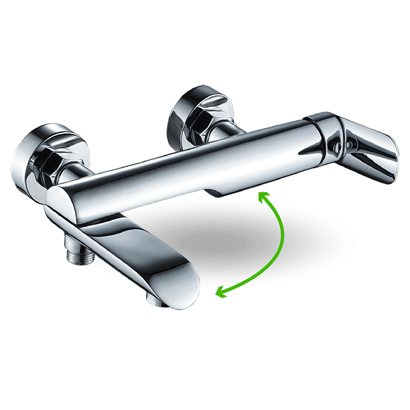 Bateria Wannowa Ścienna z Ruchomą Wylewką Chrom