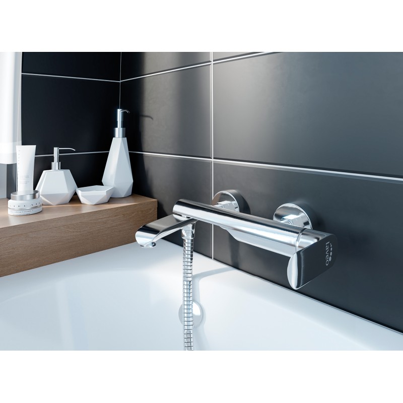 Bateria Wannowa Ścienna z Ruchomą Wylewką Chrom
