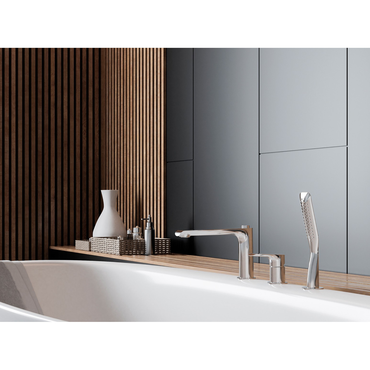 Bateria Wannowa Stojąca Trzy Otworowa Chrom ALEA Bateria Wannowa Stojąca Trzy Otworowa Chrom ALEA