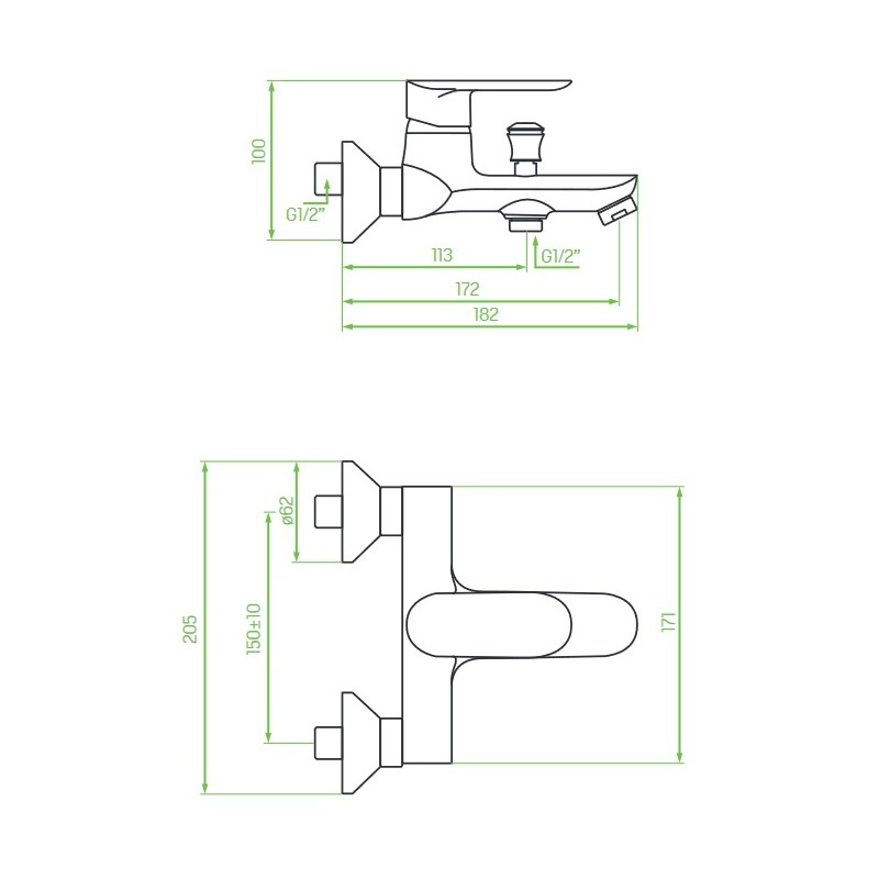 Bateria Wannowa Ścienna APPIA Chrom Bateria Wannowa Ścienna APPIA Chrom