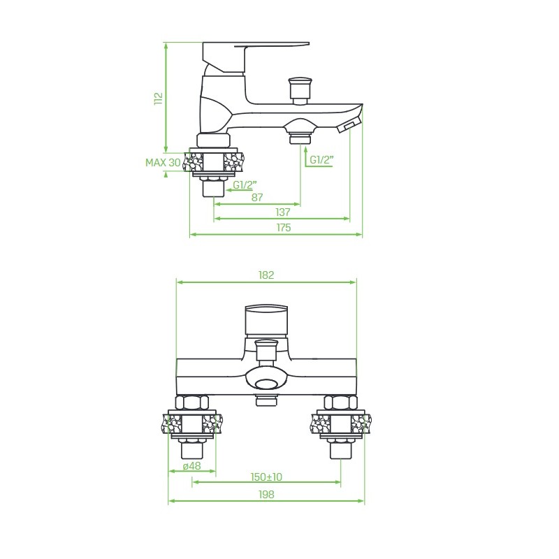Bateria Wannowa Stojąca APPIA Chrom