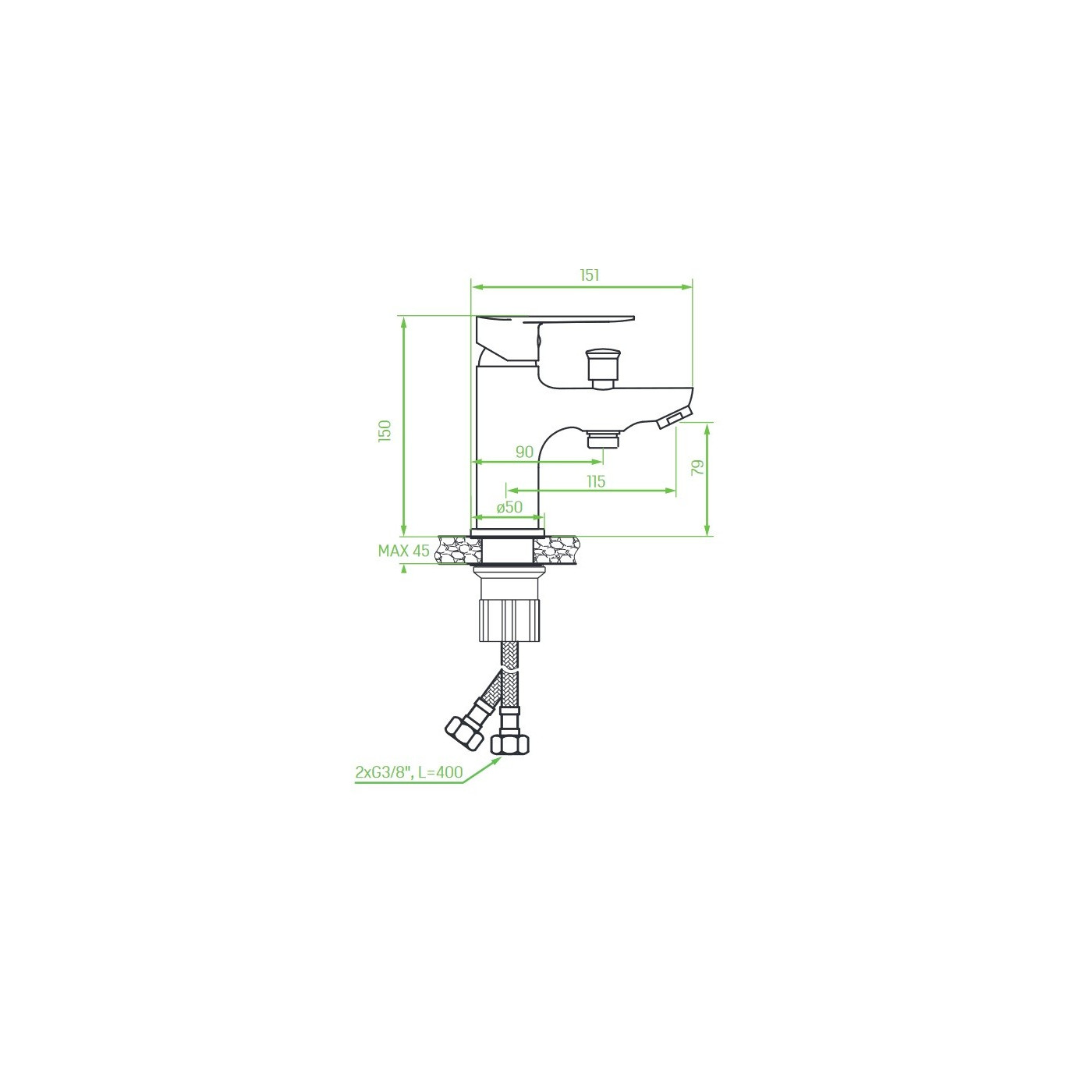 Bateria Wannowa Stojąca Jednootworowa APPIA Chrom Bateria Wannowa Stojąca Jednootworowa APPIA Chrom