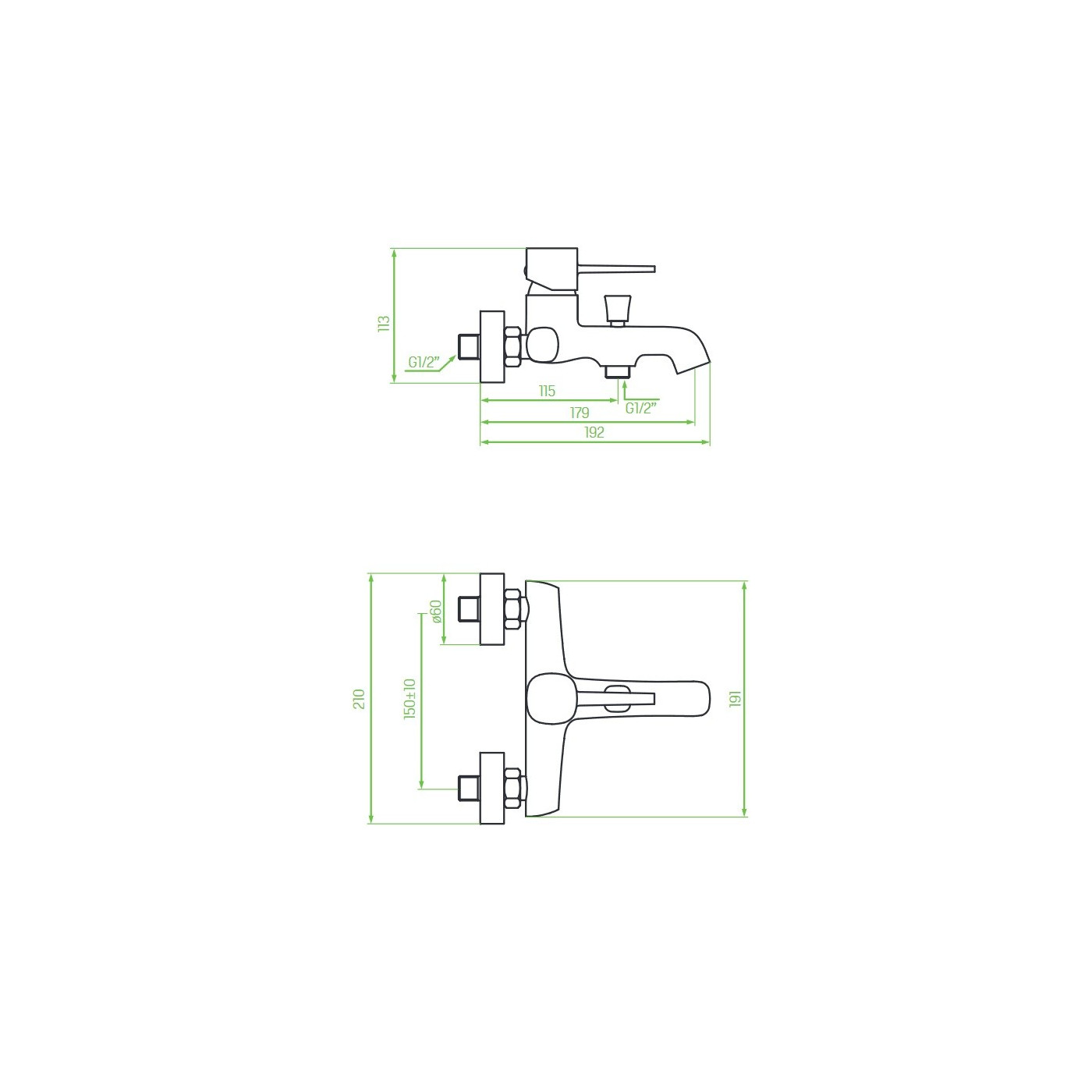 Bateria Wannowa Ścienna POLA Chrom Bateria Wannowa Ścienna POLA Chrom